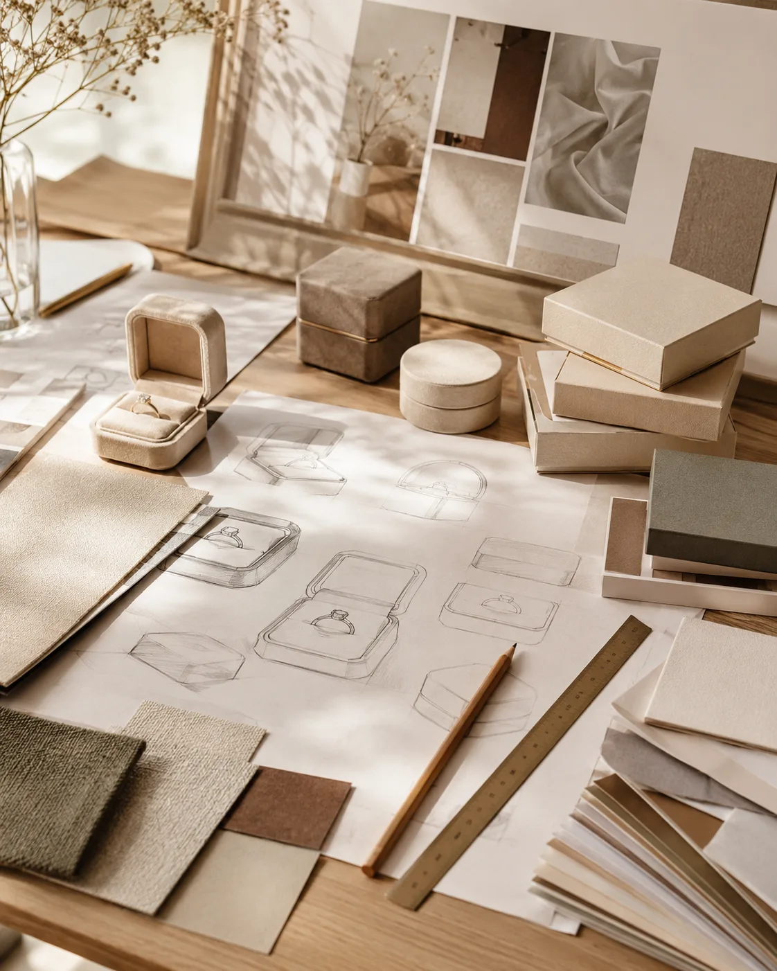 Hands refining a packaging prototype